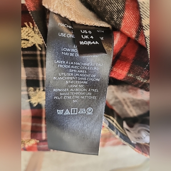 URBAN OUTFITTERS SZ 0 HIGH RISE PLAID PANT METALLIC BEE PRINT PANTS ACADEMIA - Picture 6 of 8